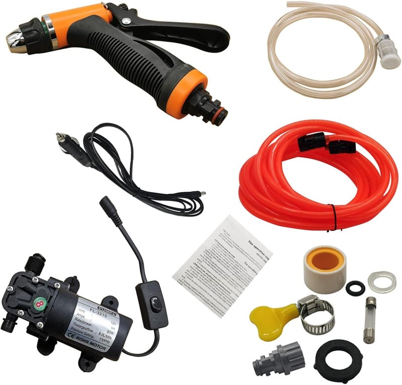 LPFIDI Universal 12V Portable Car Washer Gun High Pressure Car Cleaner Electric Water Pump Kit - Image 1